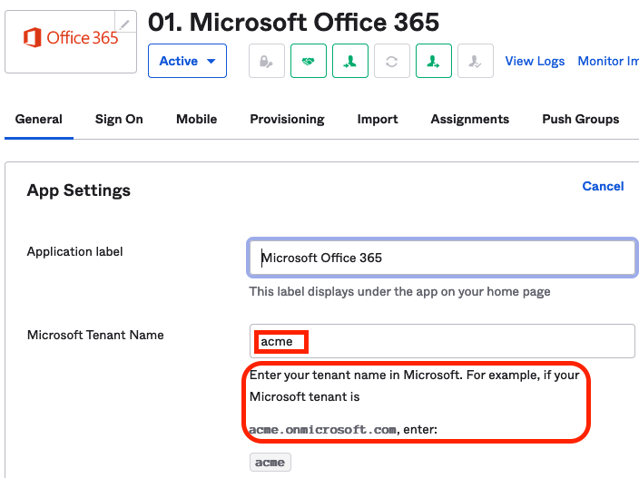 Office 365 integration in Okta