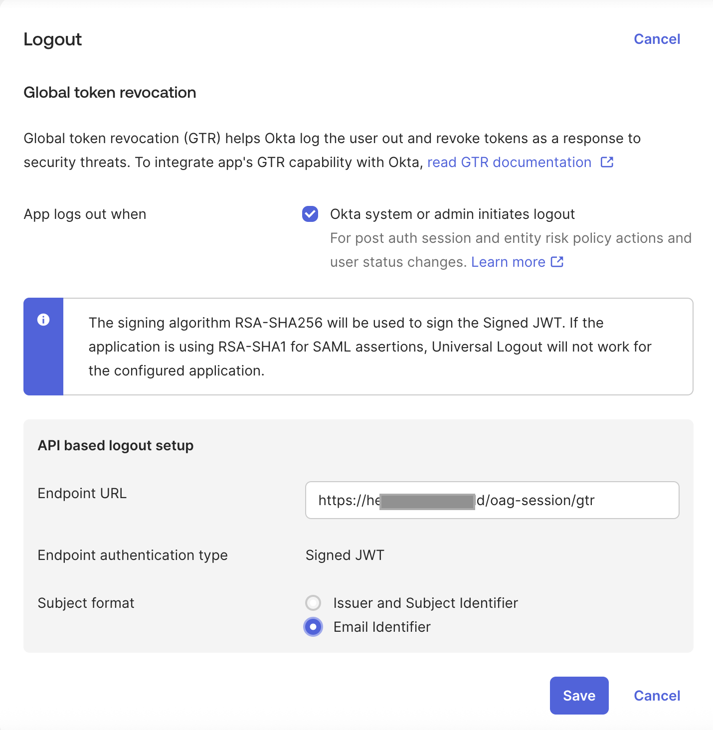 Changes for the Logout section