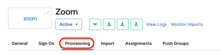 Provisioning Tab