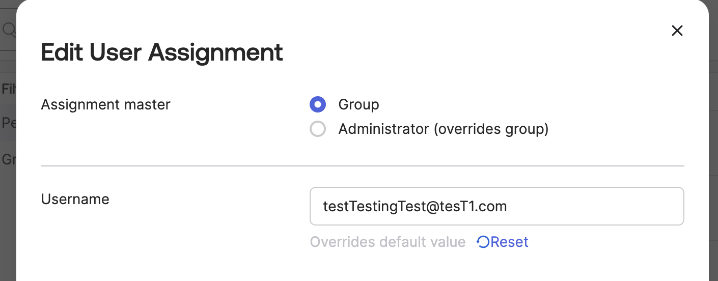 Edit User Assignment