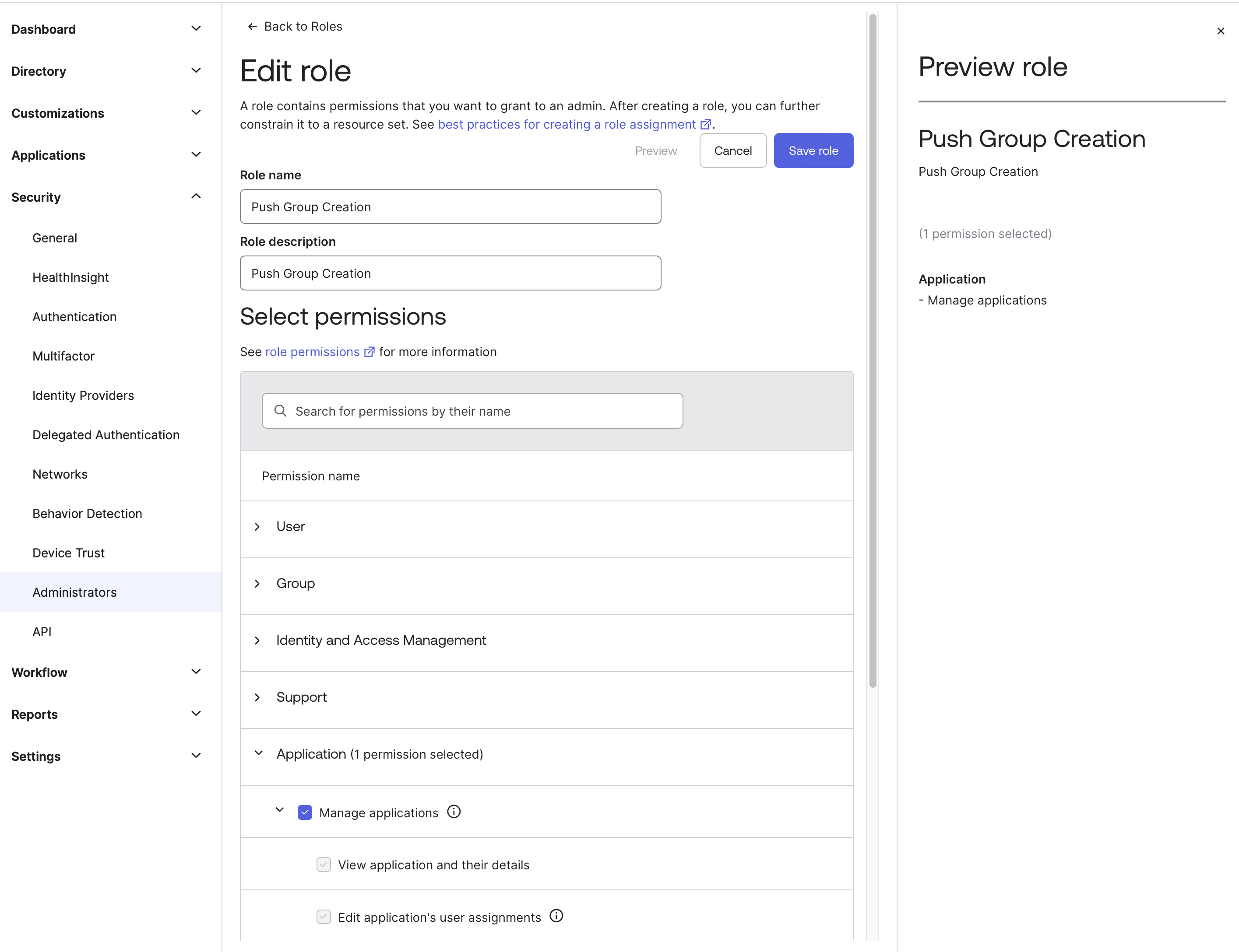 Manage Application permissions