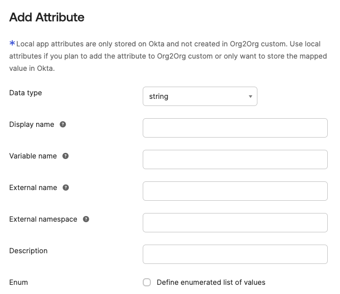 Custom Application Attribute Creation Window
