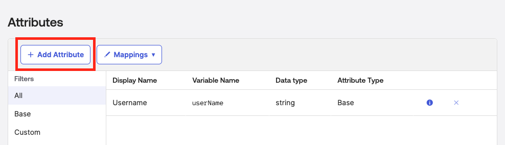 Add Attribute button