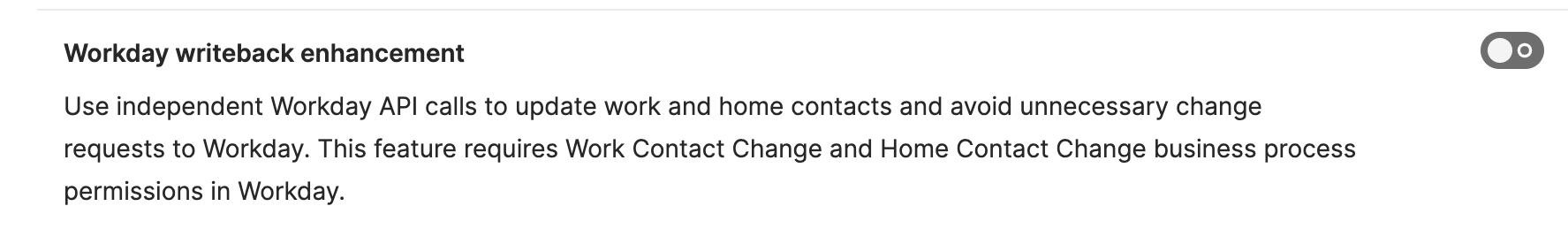 "Workday writeback enhancement" feature