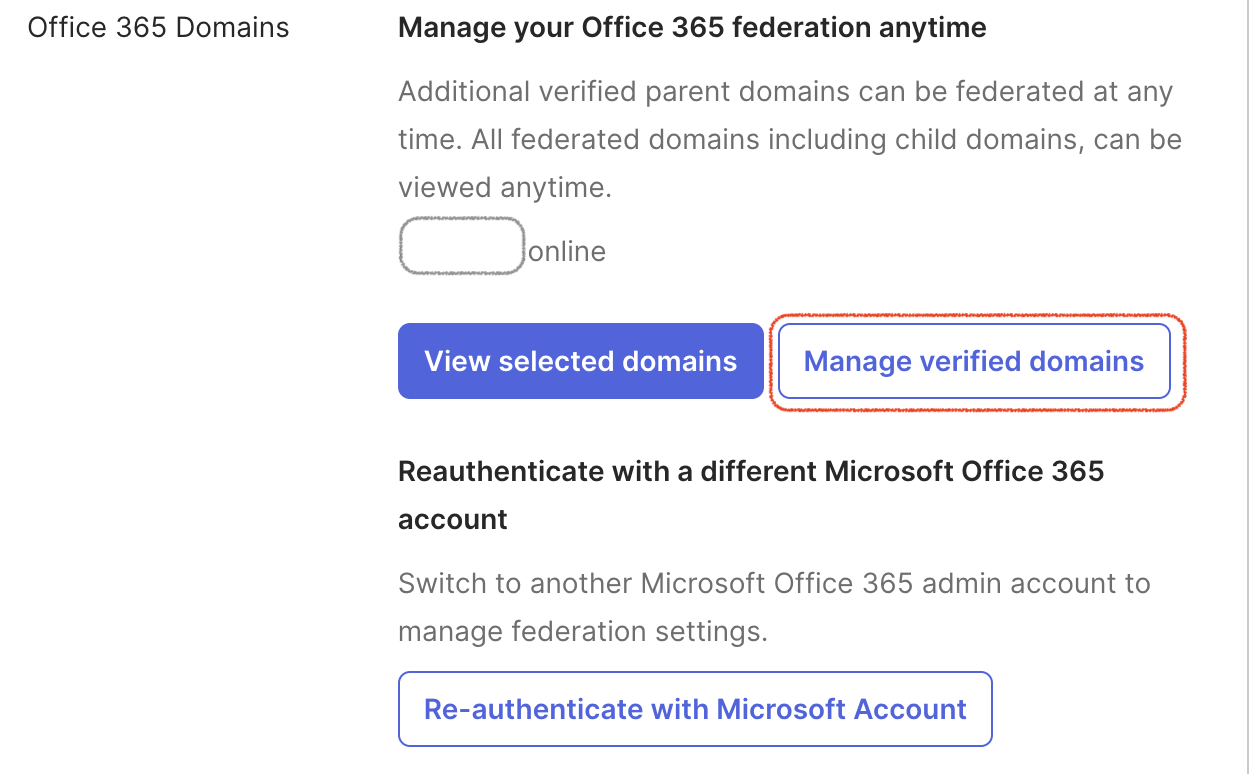 Manage verified domains