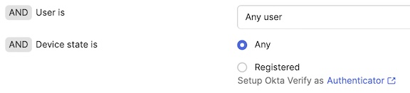 "Device state is" setting