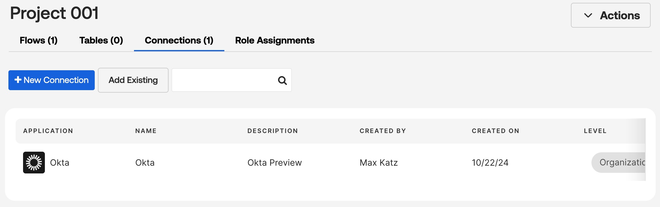 Okta connection inside a folder