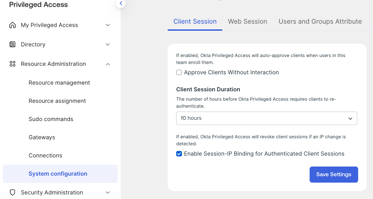 Enable Session-IP Binding for Authenticated Client Sessions