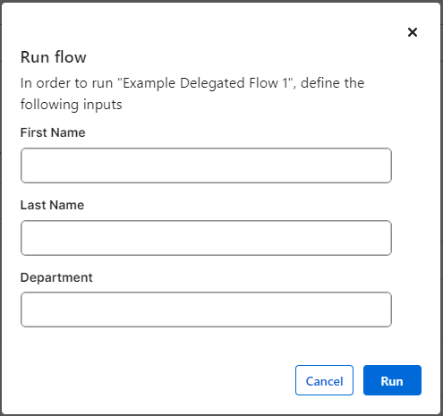 Run FLow Inputs