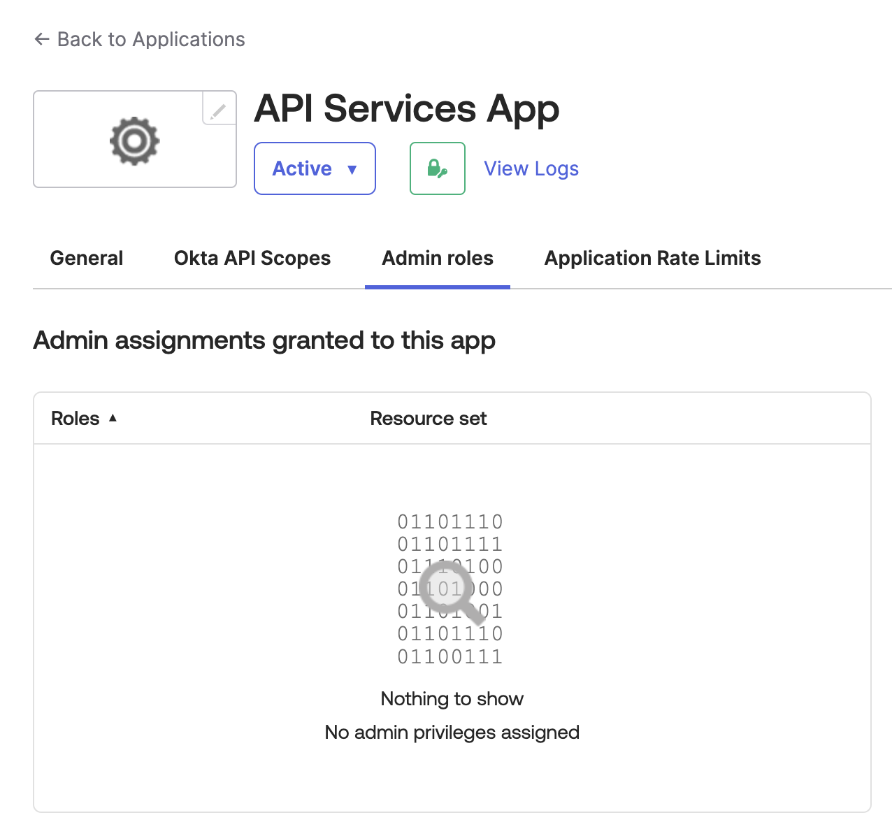 Admin Role for API Service application