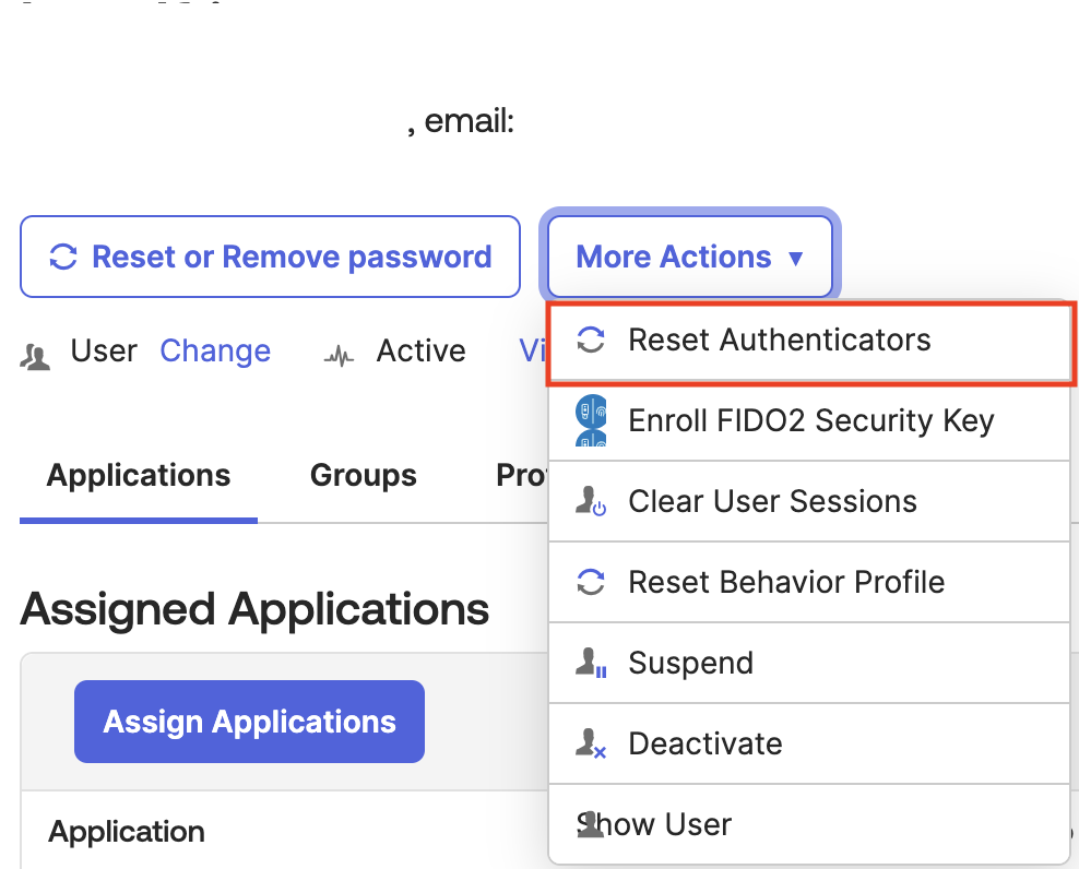 Reset Authenticators