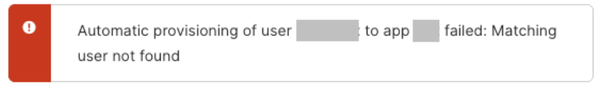 Matching User Not Found