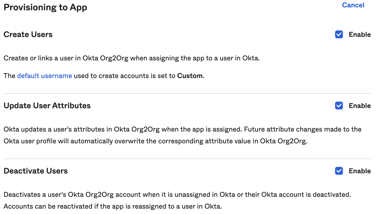 Provisioning to app
