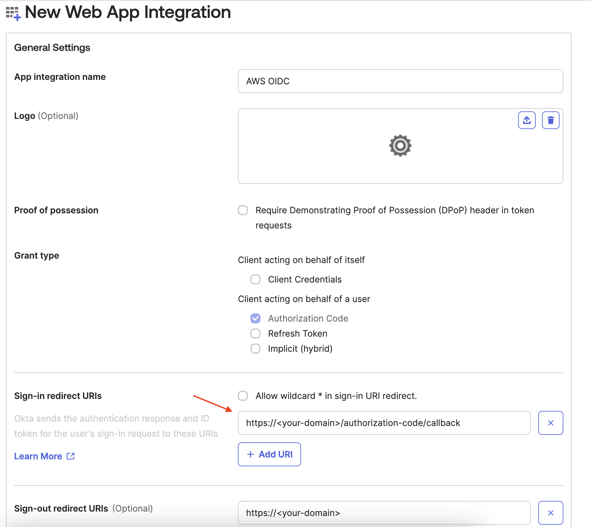 New Web App Integration General Setting