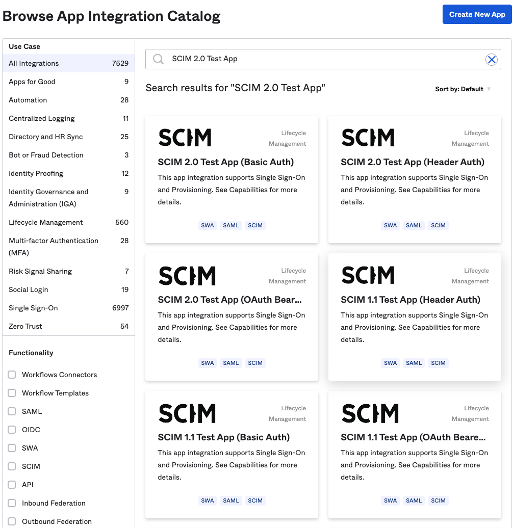 SCIM Test apps