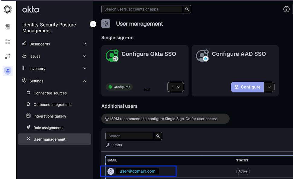 User Management settings