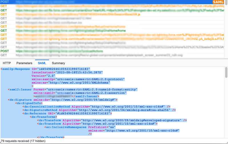 SAML Trace