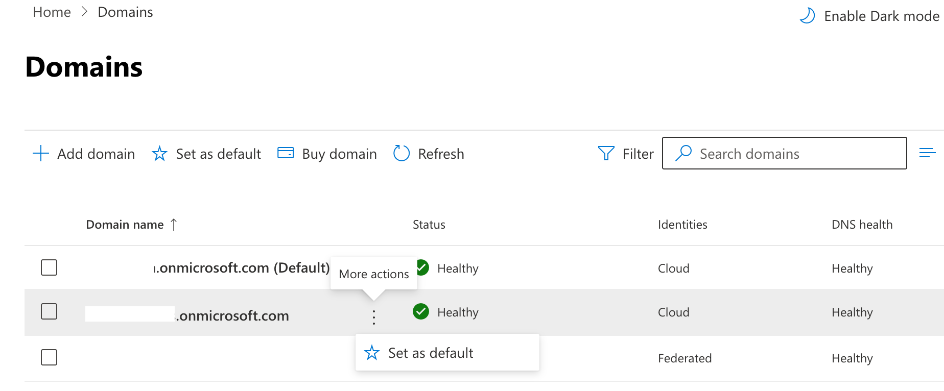 Set domain as default