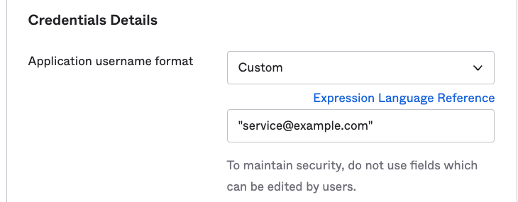 Credentials Details section