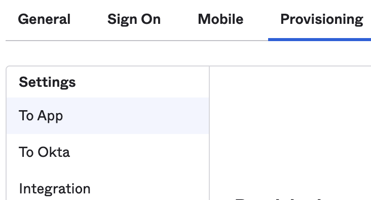 Provisioning tab