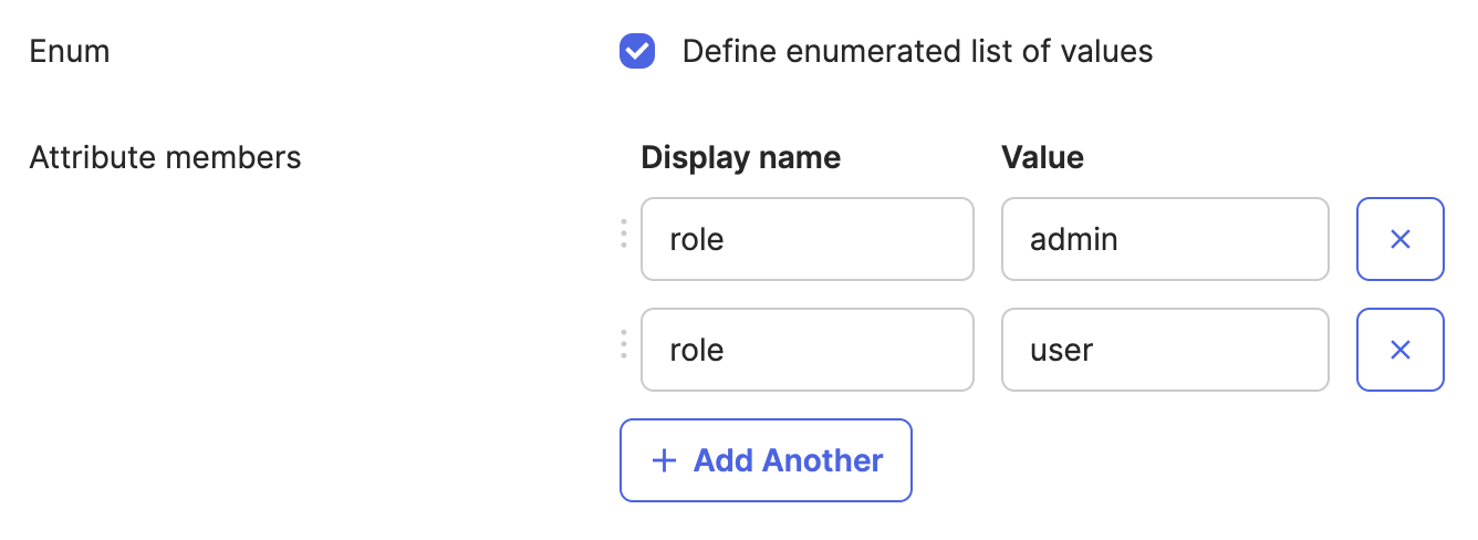 Define enumerated list of values