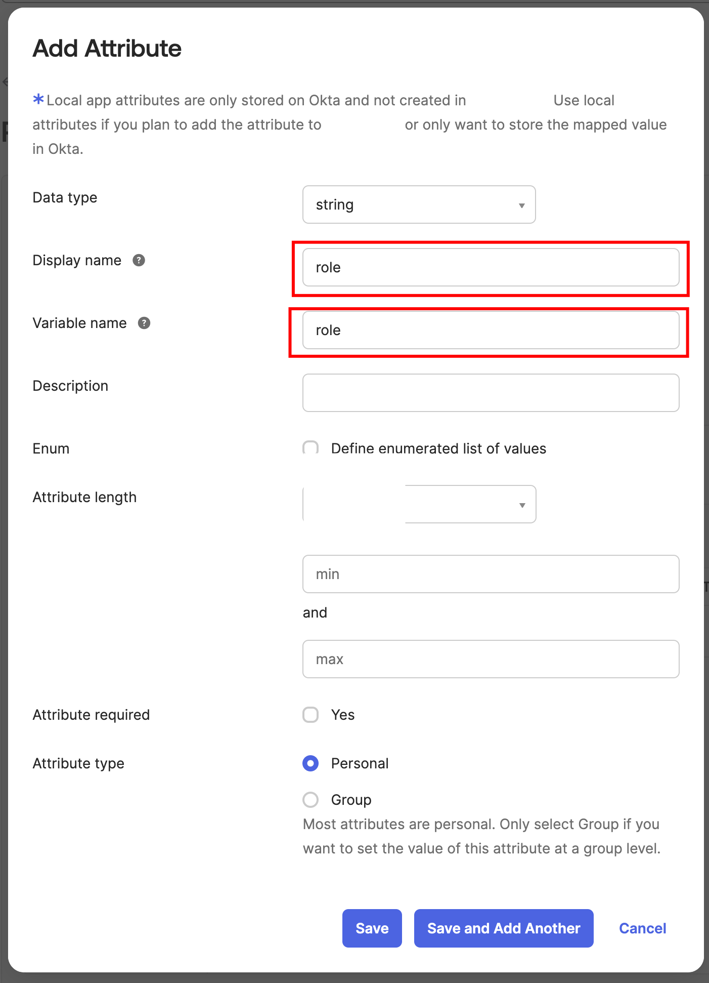 Attribute configuration