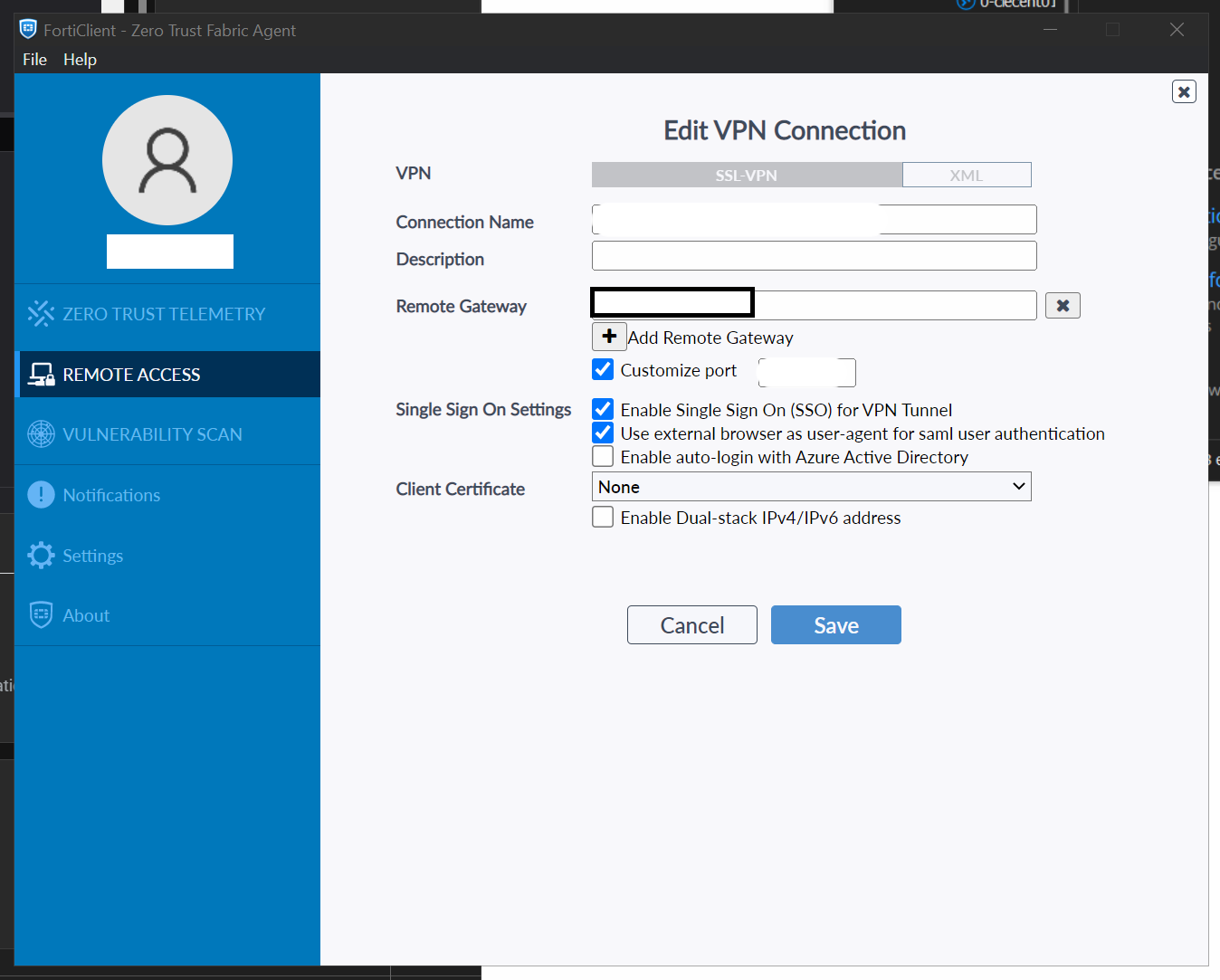 Edit Fortinet Client