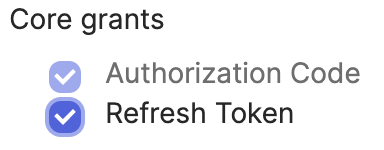 Refresh token with checkbox enabled in Core grants area