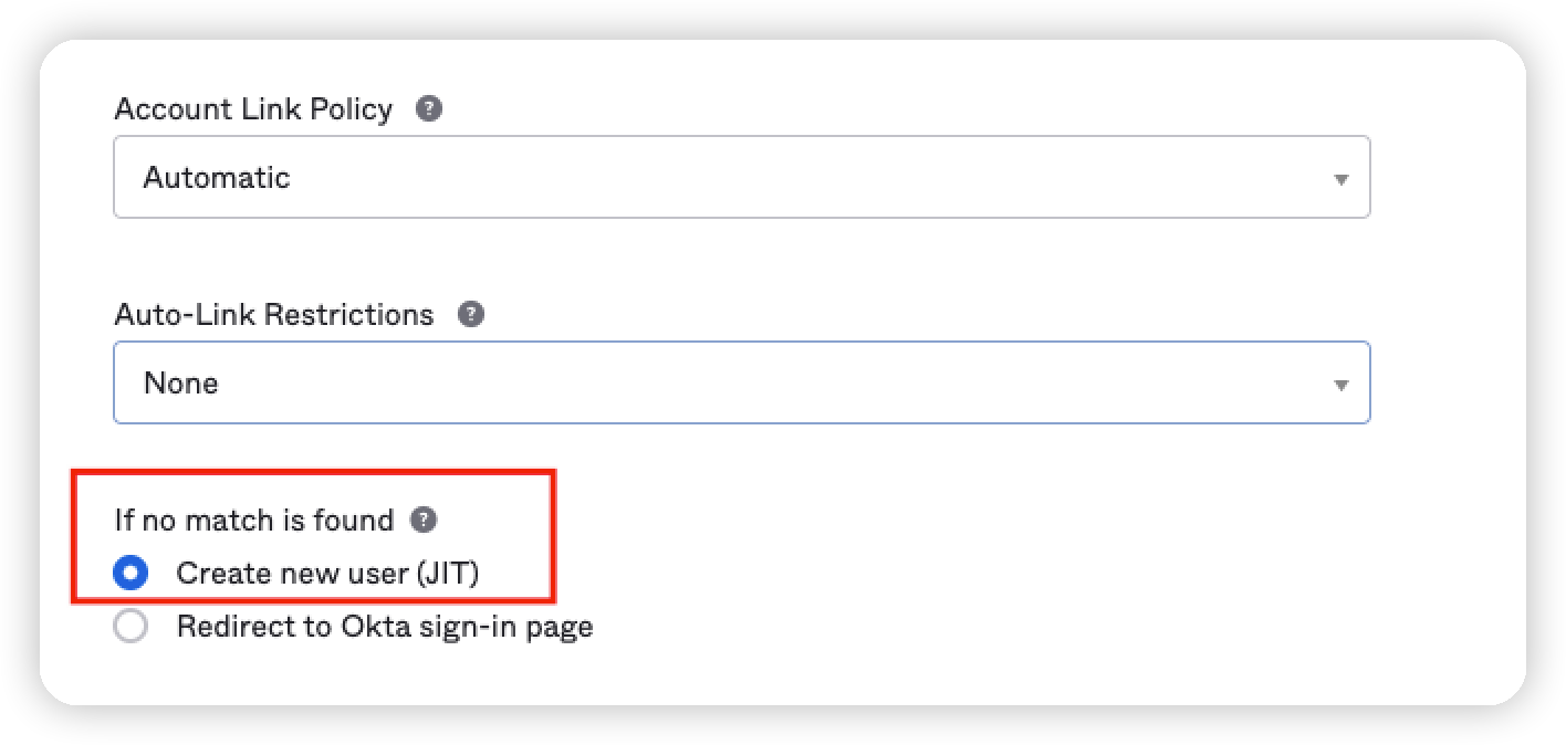 Create New User (JIT)