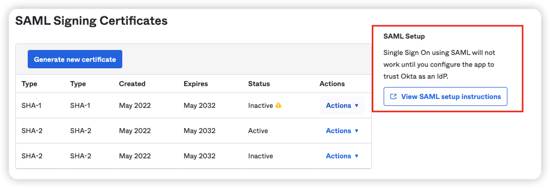 View SAML Setup Instructions