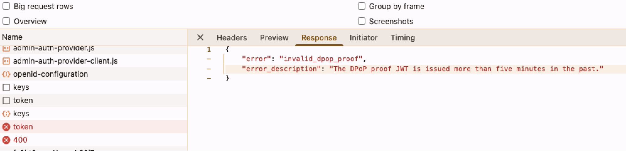"error_description": "The DPoP proof JWT is issued more than X minutes in the past."