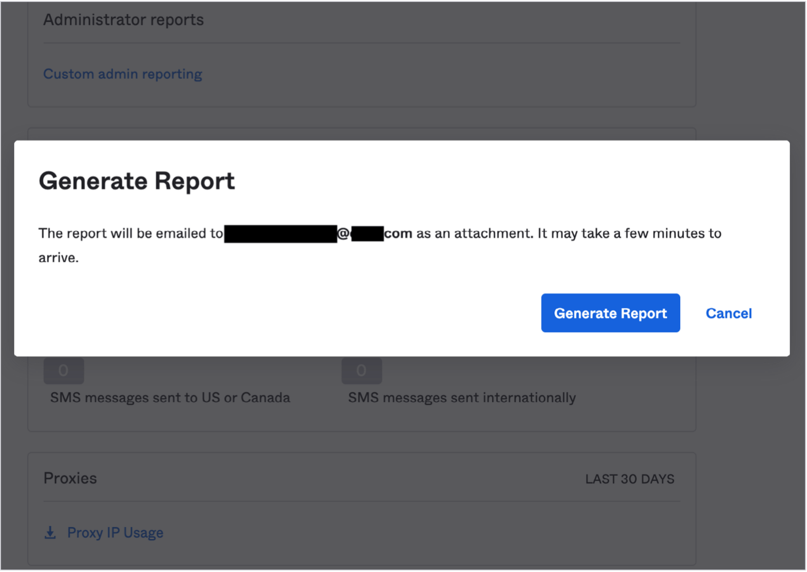 generated Proxy Report interface