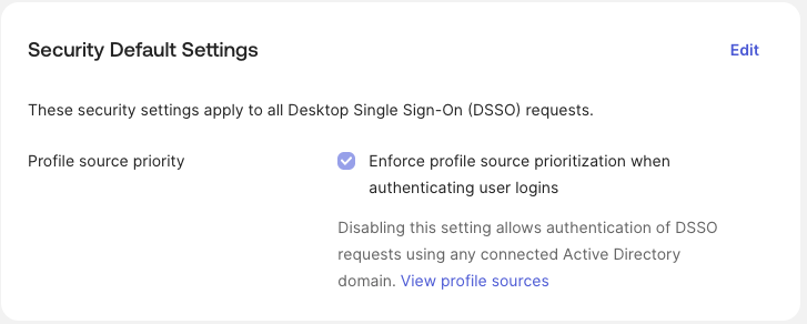 Security Default Settings
