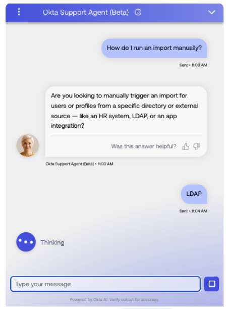 Agent window with question