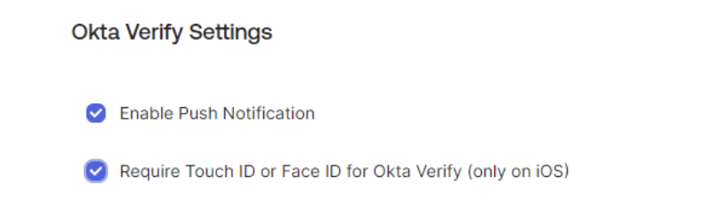 Okta Verify Settings