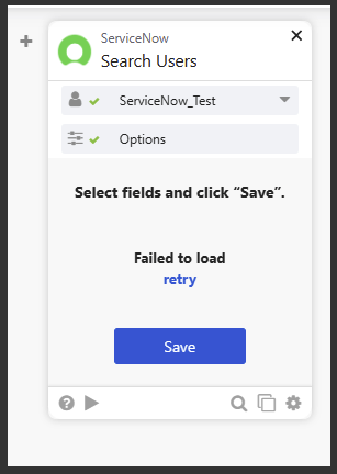 ServiceNow Failed to Load error on Action card