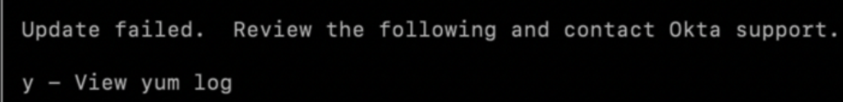 Update failed error