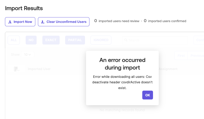 Error message